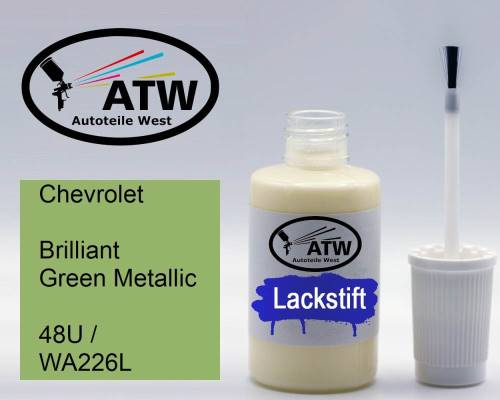 Chevrolet, Brilliant Green Metallic, 48U / WA226L: 20ml Lackstift, von ATW Autoteile West.